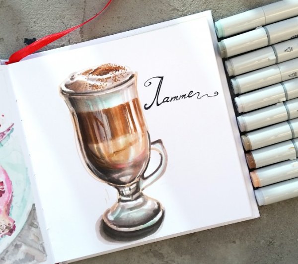 Кофе скетч маркерами