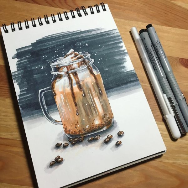 Скетчинг маркерами кофе