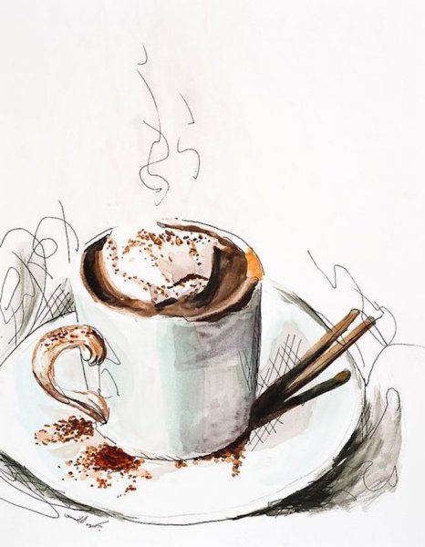 Кофе акварель