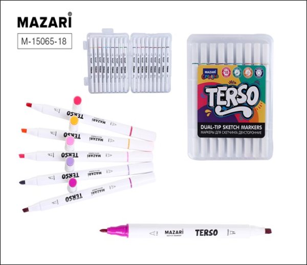Набор маркеров 2-стор для скетча Mazari Terso 48цв пласт.15068-48