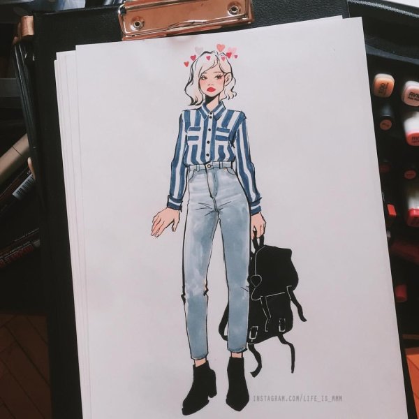 Рисунки маркерами девушки в полный рост