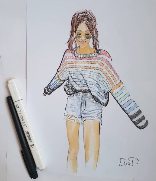 Рисунки маркерами девочки в полный рост
