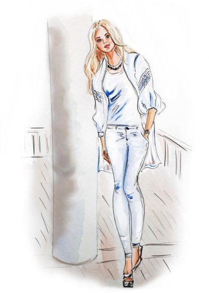 Набросок девушки в полный рост