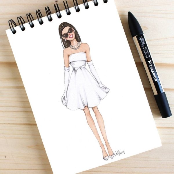 Красивое платье для скетчбука