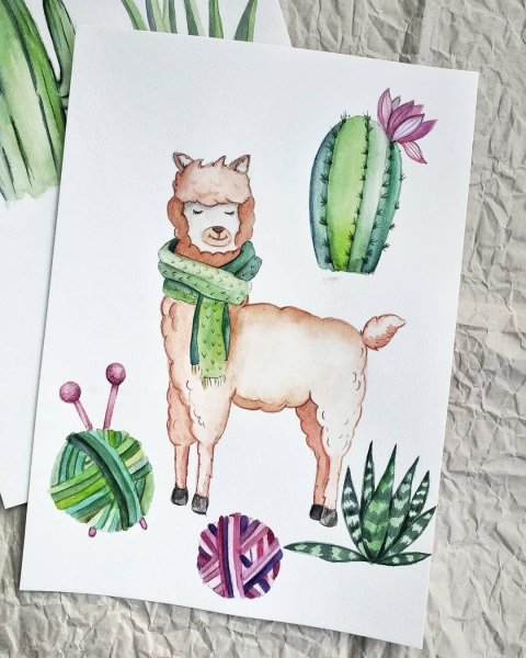 Лама скетч маркерами