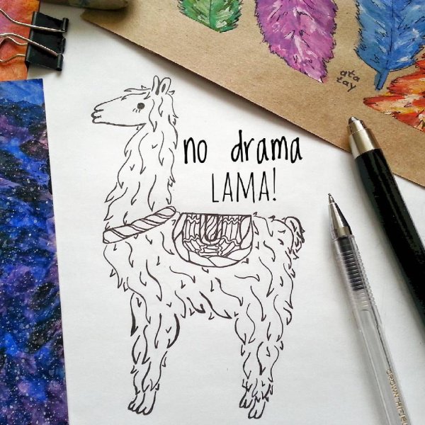 Лама рисунок маркерами