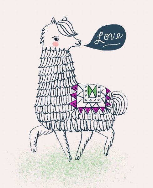 Лама в цветах иллюстрация