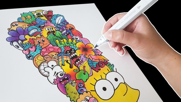 Дудл арт маркерами