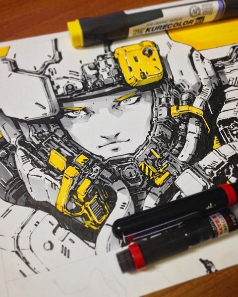 Арт киберпанк маркерами