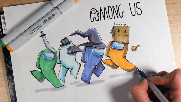 Among us рисунок маркерами
