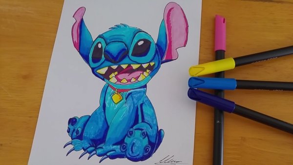 Рисунки фломастерами Стич