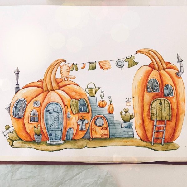 Сказочный домик маркерами