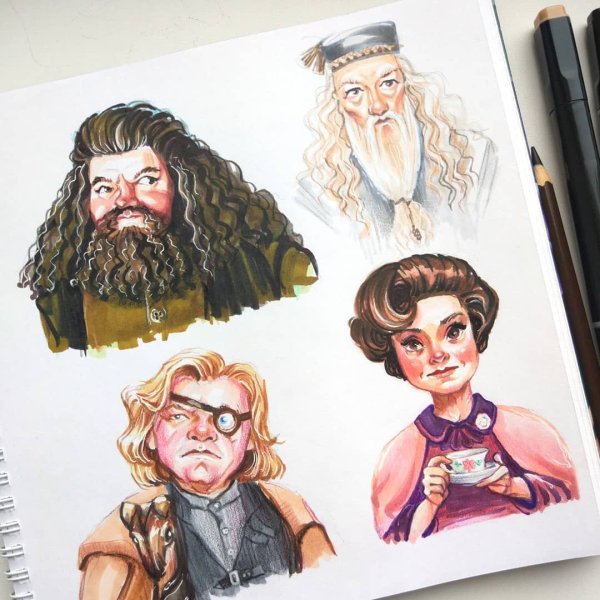 Скетчинг Гарри Поттер Дамблдор