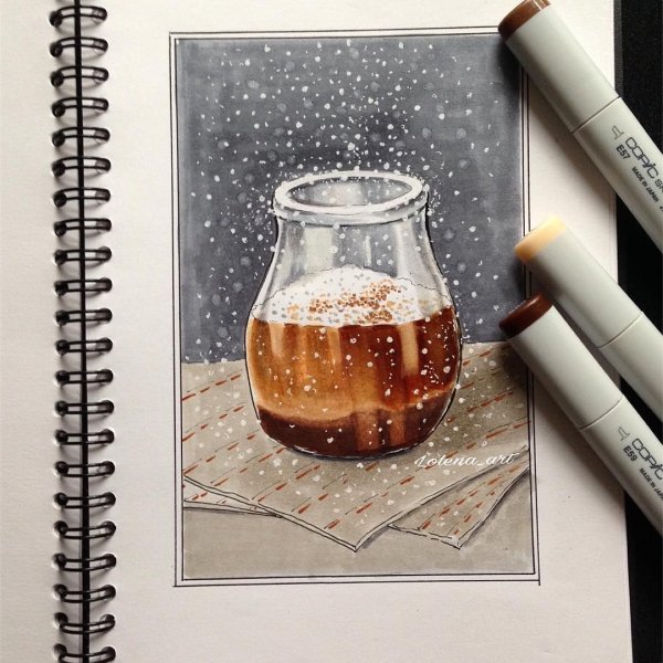 Скетчинг маркерами стекло