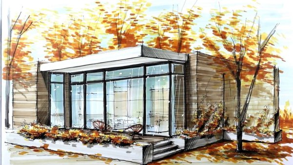 Скетчи стеклянных зданий