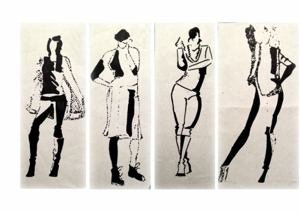 Наброски людей тушью