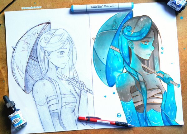 Море скетч маркерами