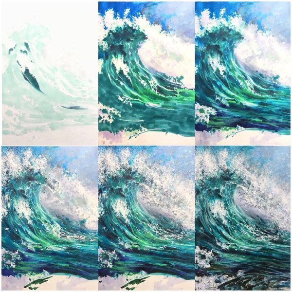 Море скетч маркерами