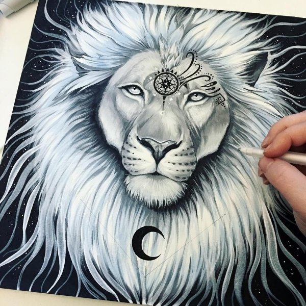 Лев маркерами