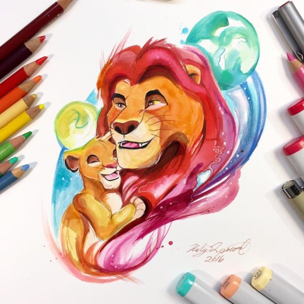 Лев маркерами