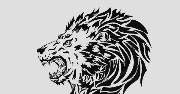 Рисунки ручкой гелевой Лев