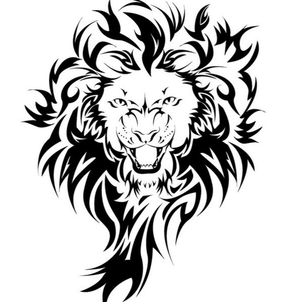 Татуировка Льва на белом фоне