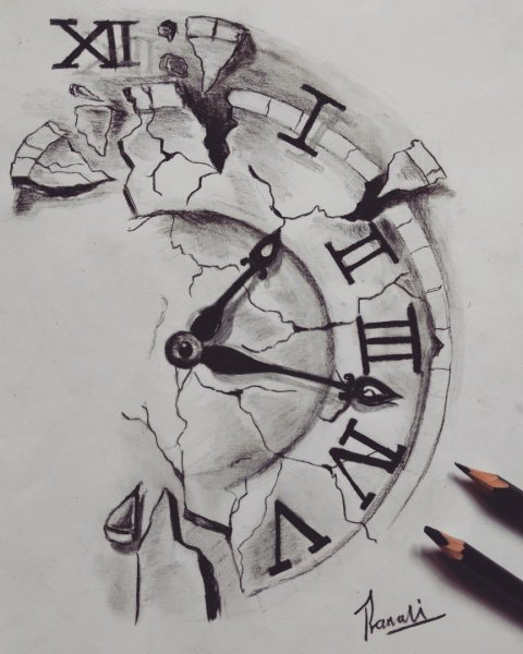 Тату скетч часы