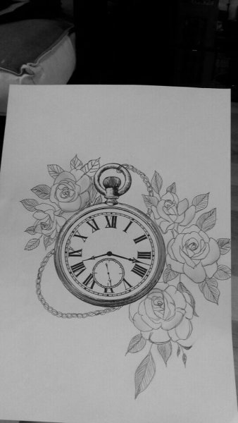 Карманные часы эскиз Татуировки