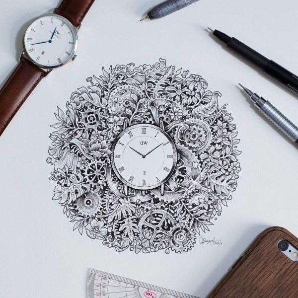 Часы гелевой ручкой