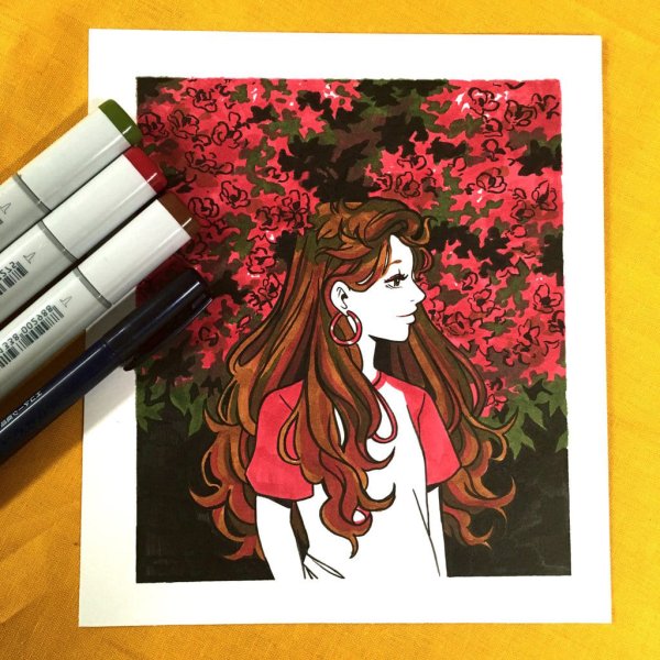 Кот маркерами