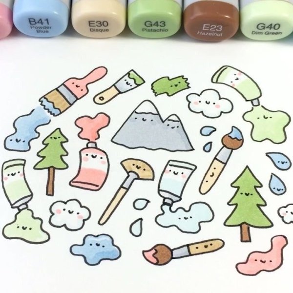 Мини рисунки маркерами для наклеек