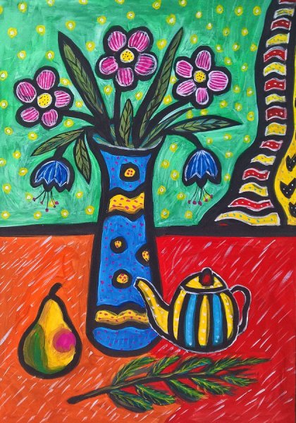 Декоративный натюрморт работы детей