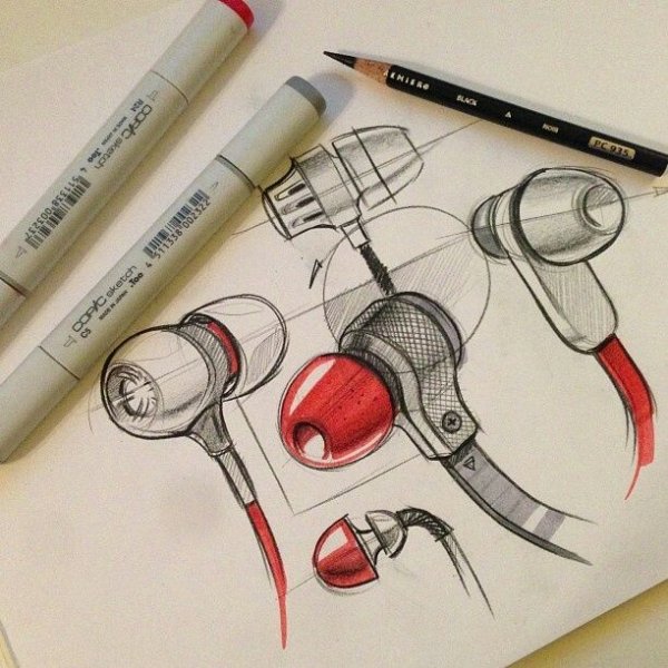 Скетчи бытовых предметов маркеры
