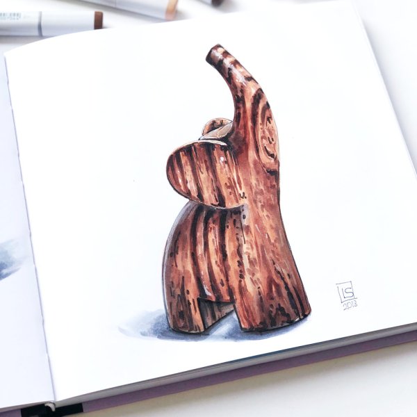 Деревянная фактура маркерами