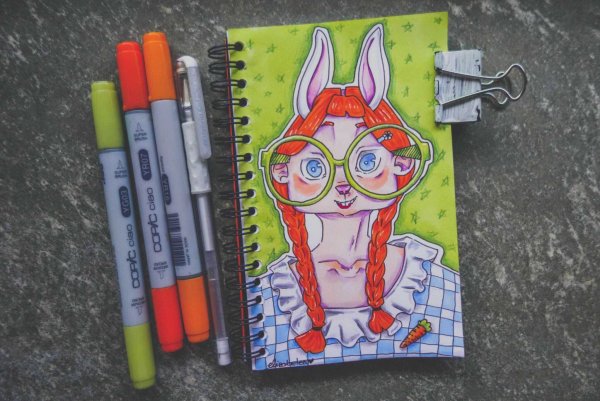 Заяц рисунок маркерами