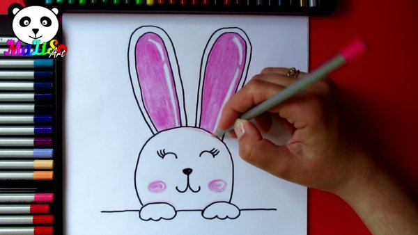 Рисунки маркерами зайчик