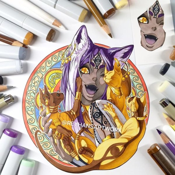 Богиня Бастет арт аниме