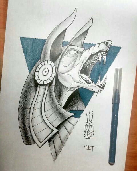 Анубис рисунок тату