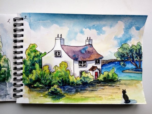 Яркие домики скетч