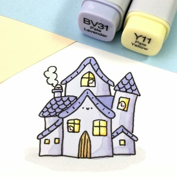 Домик фломастером