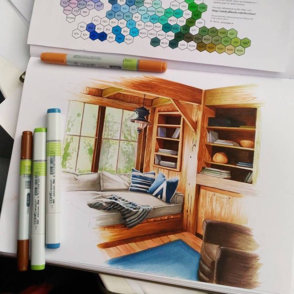 Домик маркерами