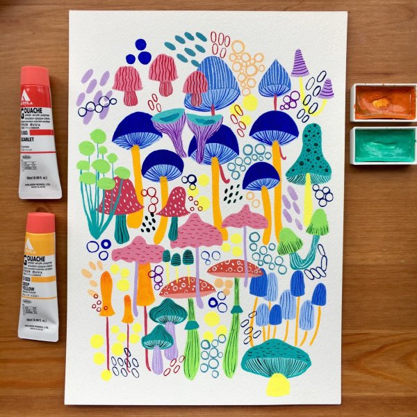 Мухомор скетч маркерами