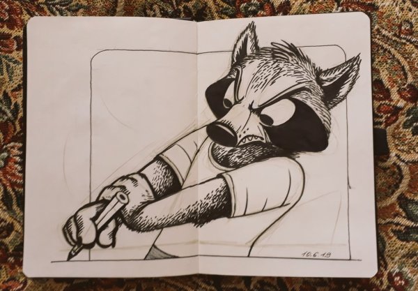 Рисования фурри в скетчбуке