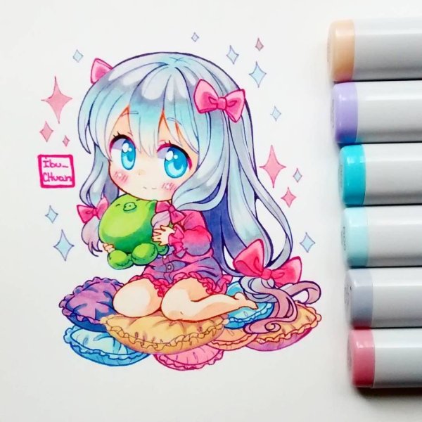 Красивые рисунки аниме фломастерами