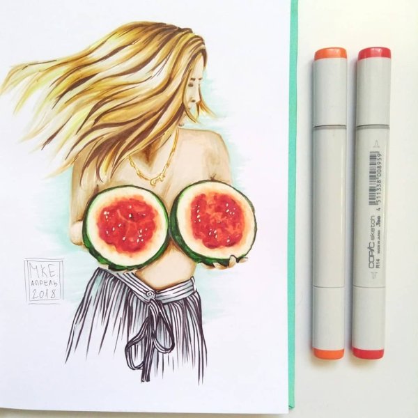 Скетчи маркерами лето