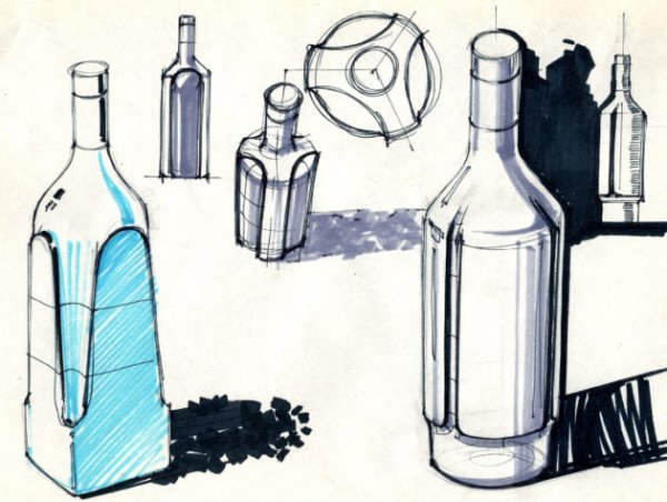 Скетчи стеклянной бутылки
