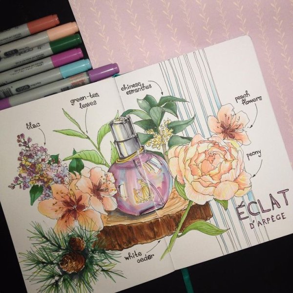 Цветы скетч маркерами