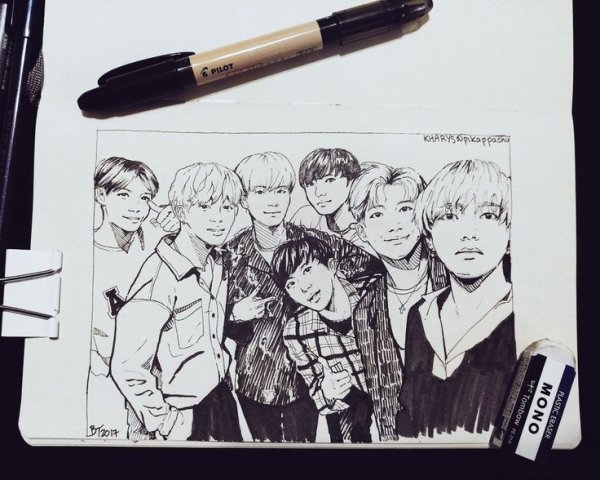 БТС черной ручкой