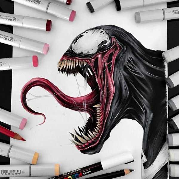 Страшные рисунки маркерами