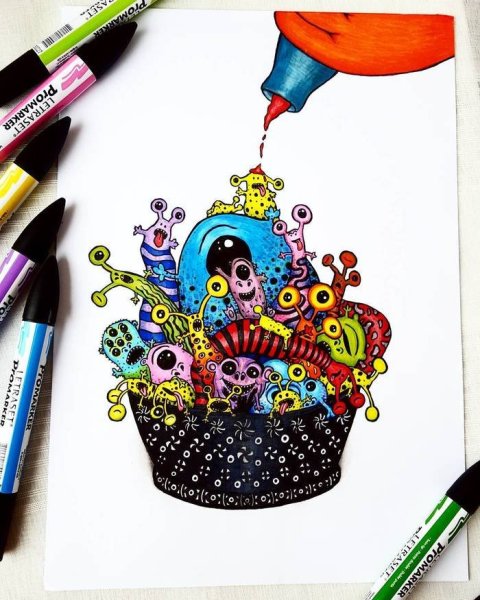 Рисование монстров маркер